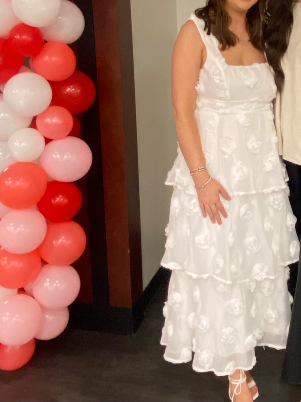 Lulu's White Tiered Floral Ruffle Maxi Dress